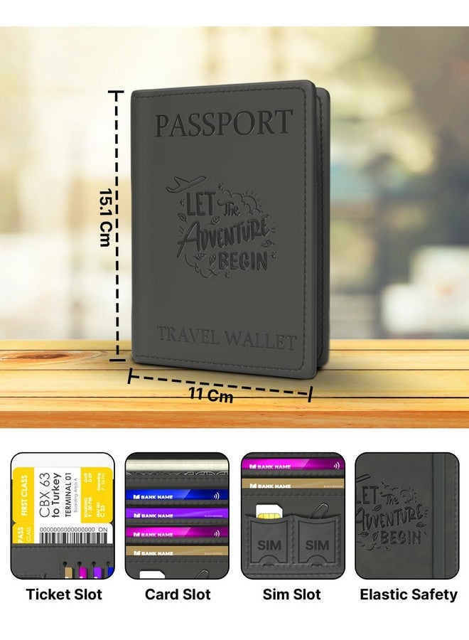 FEDUS FEDUS Faux Leather Premium Passport Holder For Men And Women's Cover Case Wallet With Credit/Debit Card, Id Ticket, Currency, Boarding Pass Slots, Rfid Protected Travel Document Accessories Organiser  - Image 2