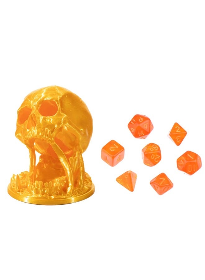 إسكدنيا طباعة ثلاثية الأبعاد على شكل جمجمة النرد برج سطح المكتب لعبة حفلة ال - اللون: جمجمة ذهبية نرد برتقالي - Image 1