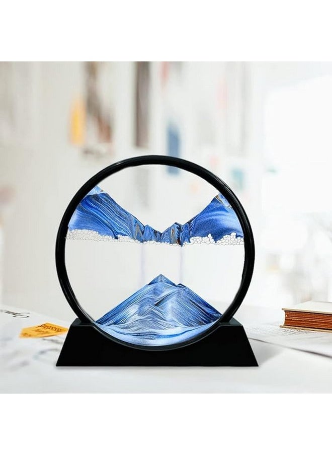 Generic - Redvant Moving Sand Art Picture Glass Liquid Painting 3D Natural Landscape showpieces for Home Decor Antique Gifts for Kids Office Desktop Decoration Desk Table Decorative Items (Deep Sea) - Image 1