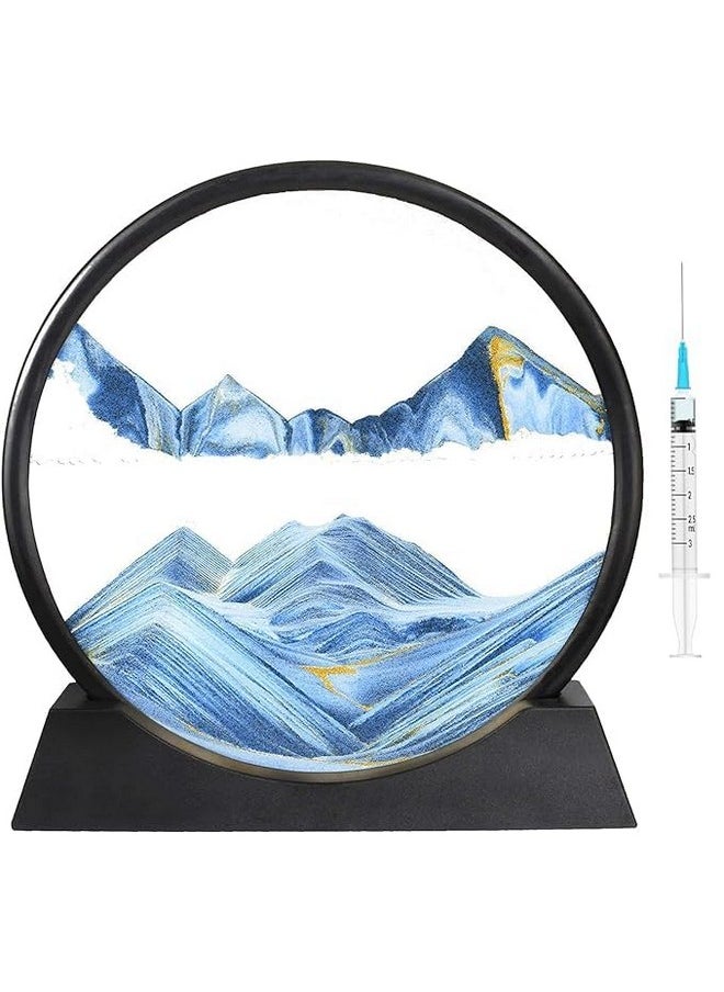 Generic - Redvant Moving Sand Art Picture Glass Liquid Painting 3D Natural Landscape showpieces for Home Decor Antique Gifts for Kids Office Desktop Decoration Desk Table Decorative Items (Deep Sea) - Image 1