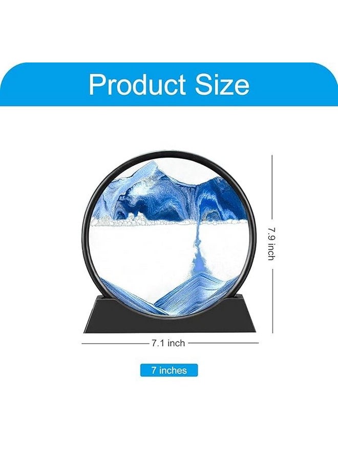 Generic - Redvant Moving Sand Art Picture Glass Liquid Painting 3D Natural Landscape showpieces for Home Decor Antique Gifts for Kids Office Desktop Decoration Desk Table Decorative Items (Deep Sea) - Image 1