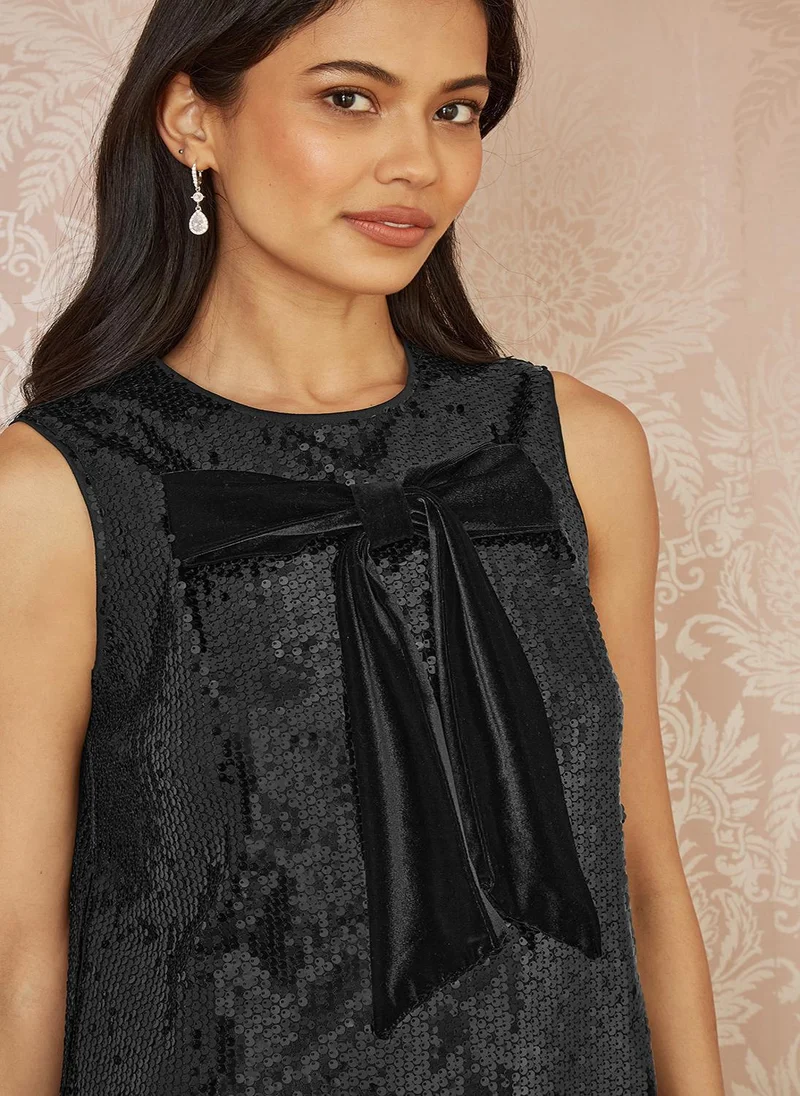 Yumi Sequin Bow Shift Dress