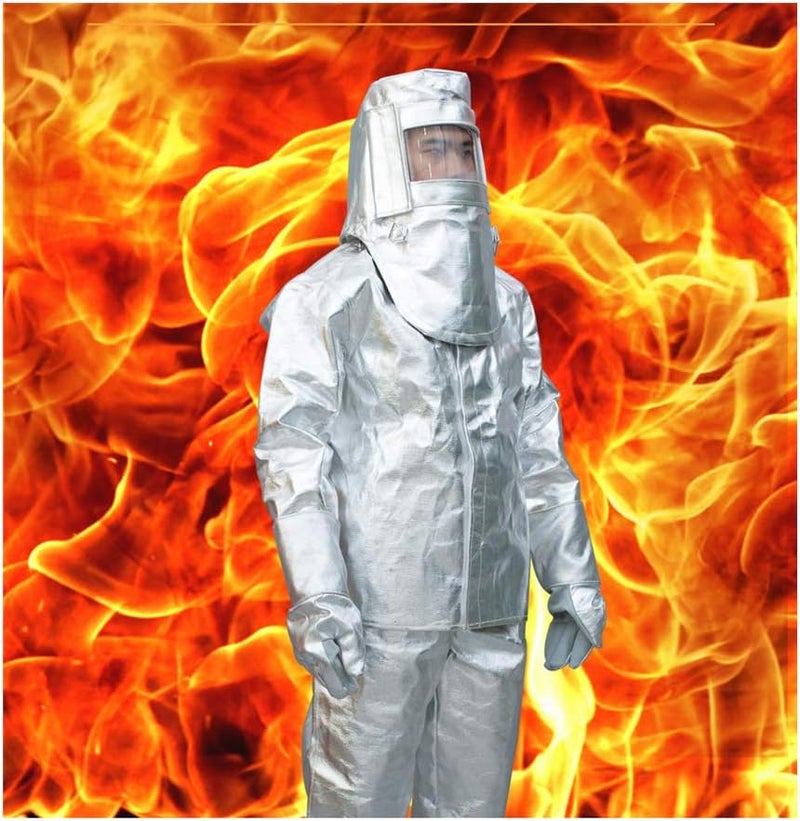 cheekyglo Heat Resistant Insulation Suit Anti Thermal Radiation Suit 10001200 degree Fireproof flameproof Composite Aluminium Foil Firefighter Uniform(XXXL)3XLarge - Image 2