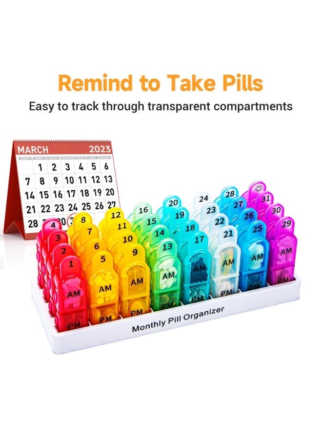 Bukela Monthly Pill Organizer 2 Times a Day, 30 Day Pill Box Organizer Am Pm, Daily Pill Case with 32 Large Compartments for Each Day, Portable Travel Pill Container for Vitamins and Medicine - Image 4