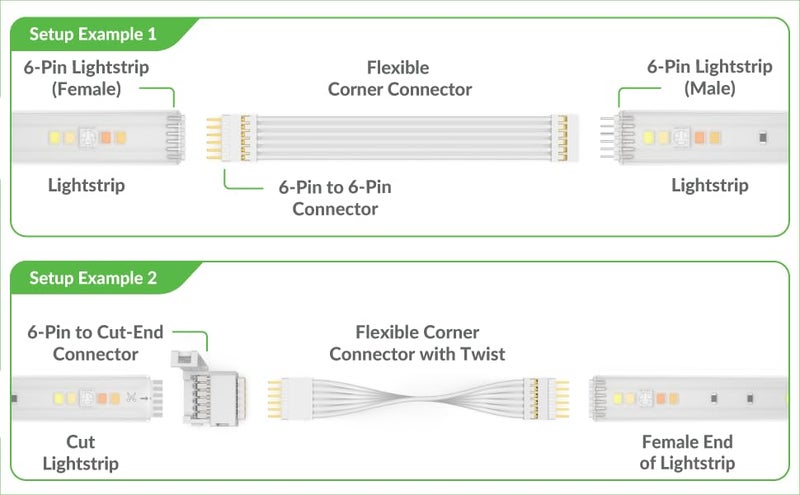 Litcessory Flexible Corner Connector/Extension Cable Compatible with Nanoleaf Essentials Lightstrip (2in, 4 Pack, White) - Image 4