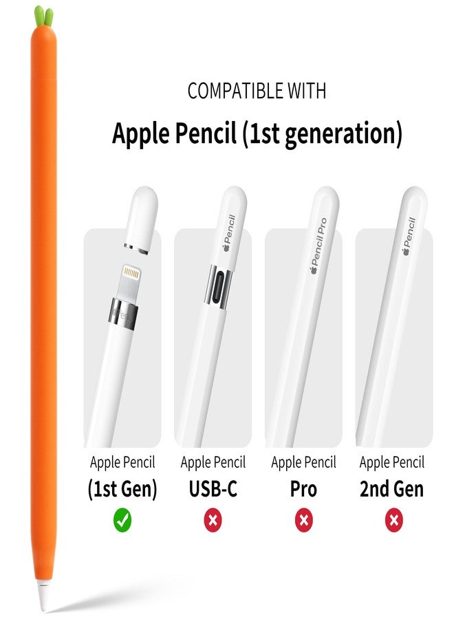 ELETIUO Soft Silicone Sleeve Apple Pencil Case Compatible with Apple Pencil 1st Generation, Carrot Touch Screen Pen Protective Cover Accessories Compatible with iPad Pro 9.7"/10.5"/12.9" - Image 2