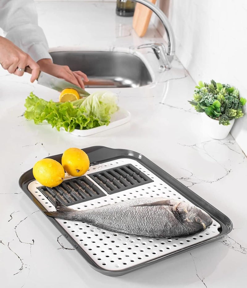 Orchid Foly Life Double Layer Draining Tray for Dishes, Tea Tray for Cup Bowls, Dish Drainer Drying Rack with Drip Tray, Draining Board Drip Tray for Fruits and Vegetables Utensil Holder for Kitchen - Image 5