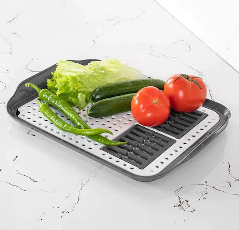 Orchid Foly Life Double Layer Draining Tray for Dishes, Tea Tray for Cup Bowls, Dish Drainer Drying Rack with Drip Tray, Draining Board Drip Tray for Fruits and Vegetables Utensil Holder for Kitchen - Image 1