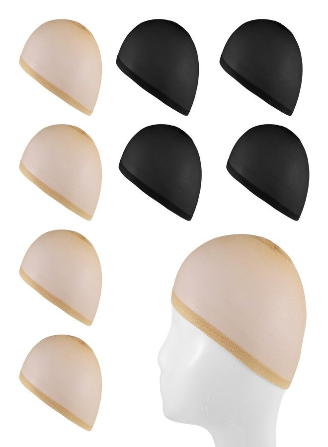 Qulkws 8 Pieces Wig Cap Net Light Brown and Black Hair Caps for women Stretch Net Caps for Wigs Nylon Mesh Wig Cap Nets Hiding Hair Quick Bald Capss for Christmas Halloween Cosplay - Image 1