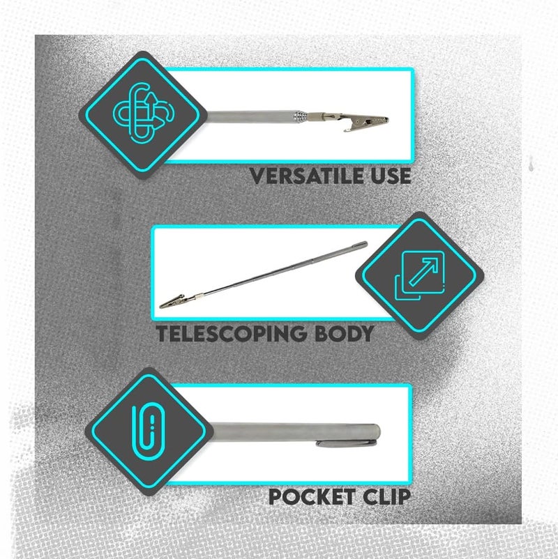 SE 35-Inch Telescopic Alligator Clip with Pocket Clip - Extendable Stainless Steel Tool for Home Repairs, Automotive, Bracelets, Hobbies, and Crafts - 8016TA-36 - Image 3