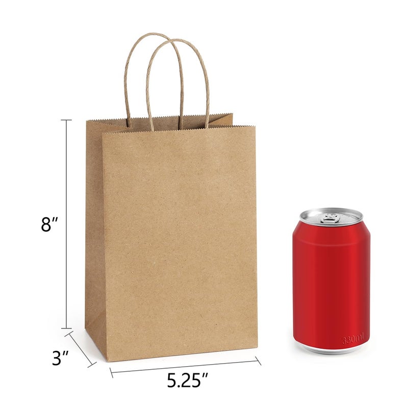 BagDream Small Gift Bags 25Pcs 5.25x3x8 Kraft Brown Paper Bags with Handles, for Small Gifts, Birthday, Wedding Party Favor, Retail Merchandise Paper Sacks - Image 2