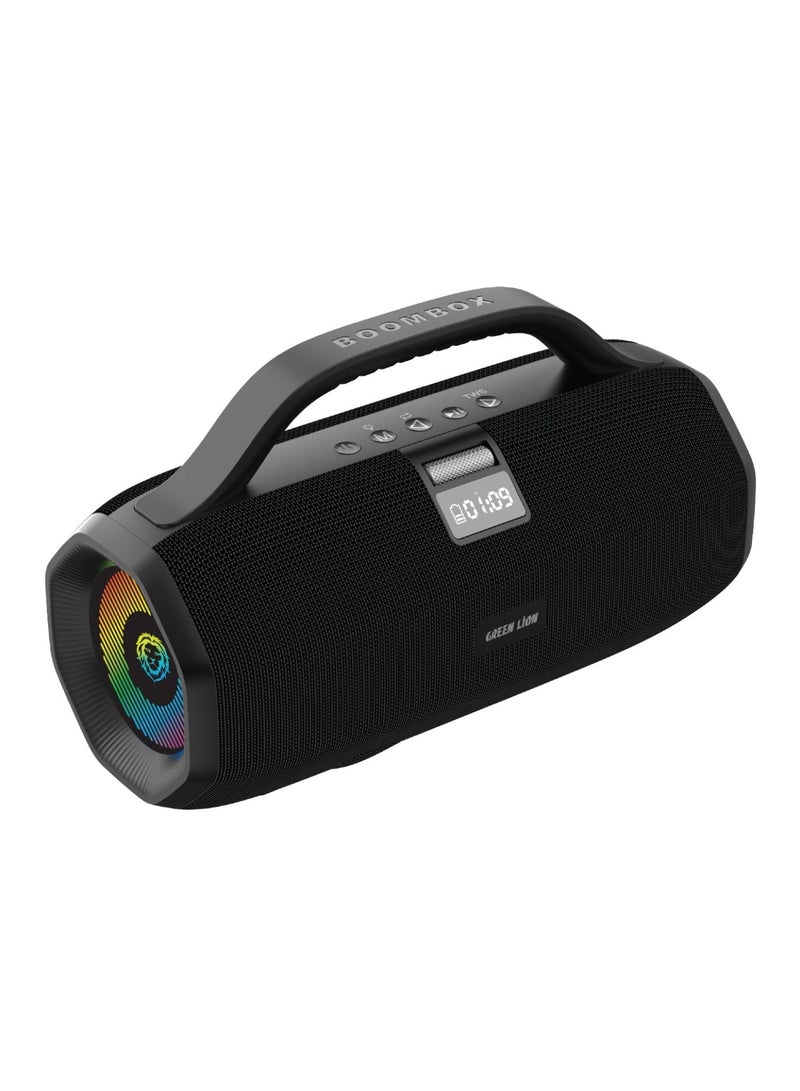 GREEN LION BoomBeats Wireless Speaker – Dual 30W Output, 6000mAh Battery, 6-7 Hours Playtime, JL 5.2 Bluetooth, IPX6 Waterproof, RGB Lighting, and 30Hz-20KHz Frequency Response for Powerful Portable Audio - Black - Image 1