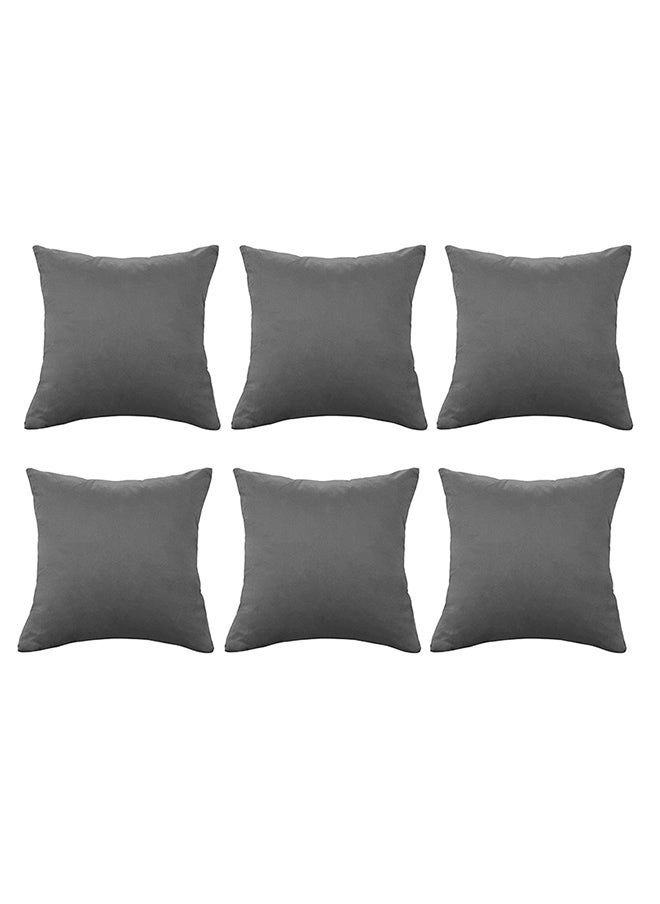 House One Set of 6 pieces Square Soft Velvet Decorative Cushion with Solid Design and Attractive Colors 45x45 cm - Dark Grey - Image 2