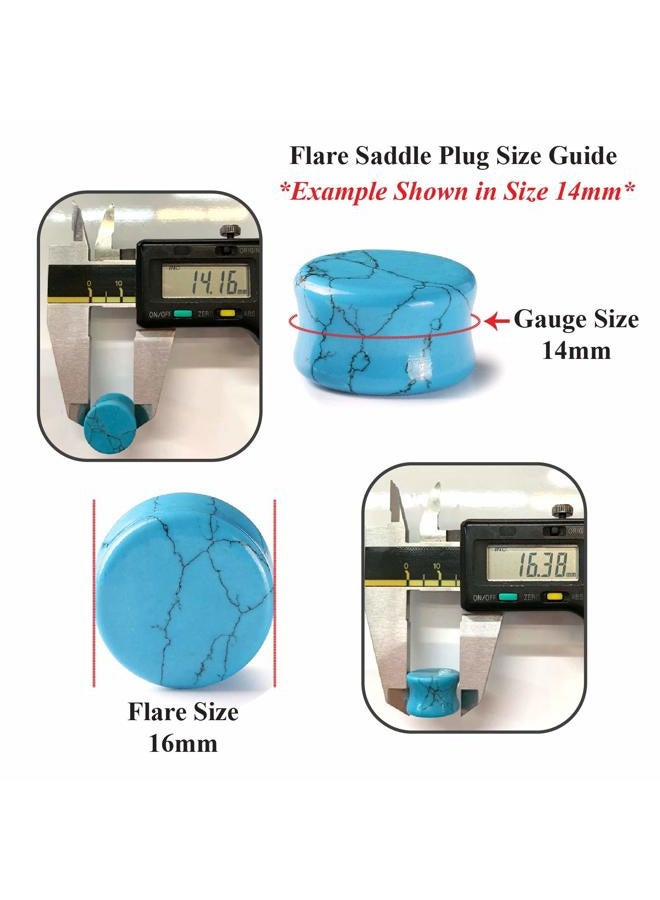 BodyJ4You 18PC Body Piercing Stone Plugs - Ear Stretching Kit - Gauges 00G (10mm) - Saddle Double Flared Tunnels Expander Stretchers Earrings - Unisex Men Women Jewelry - Image 3