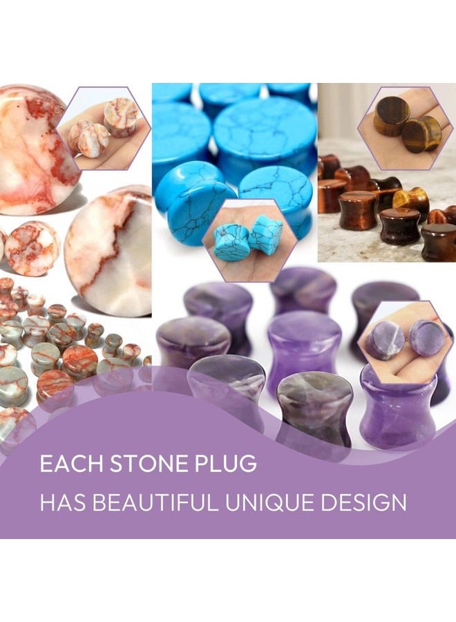 BodyJ4You 18PC Body Piercing Stone Plugs - Ear Stretching Kit - Gauges 00G (10mm) - Saddle Double Flared Tunnels Expander Stretchers Earrings - Unisex Men Women Jewelry - Image 4