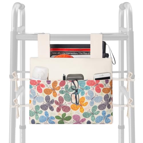 TOGETRUE Walker Bag, Handy Walker Basket with Water Cup Holder, Walker Accessories Storage Bag for Folding Walker, Wheelchairs, Strollers, 15"x11.5" (Butterfly) - Image 1