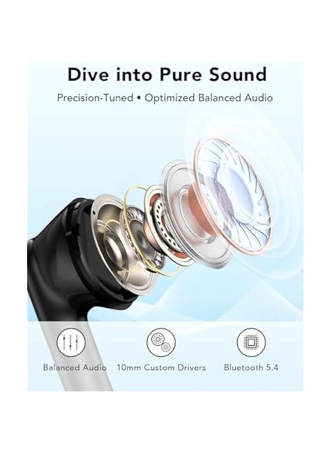 Generic - True Wireless Earbuds, Bluetooth 5.4 in-Ear Earphones with Mic, Light-Weight Ear Buds for Commute Sport, 30H Playtime, TWS Headphones Touch Control Headset for Smart Phone Computer Laptop, White - Image 1