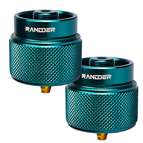 RANDDER Propane to Butane Adapter Camping Stove Adapter Gas Adapter Converter 16 oz Propane Tank Input EN417 Valve Output Camp Fuel Refill Adapter for Outdoor Backpack Hiking (Dark Green X 2 Pack) - Image 1