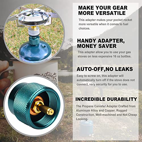RANDDER Propane to Butane Adapter Camping Stove Adapter Gas Adapter Converter 16 oz Propane Tank Input EN417 Valve Output Camp Fuel Refill Adapter for Outdoor Backpack Hiking (Dark Green X 2 Pack) - Image 3
