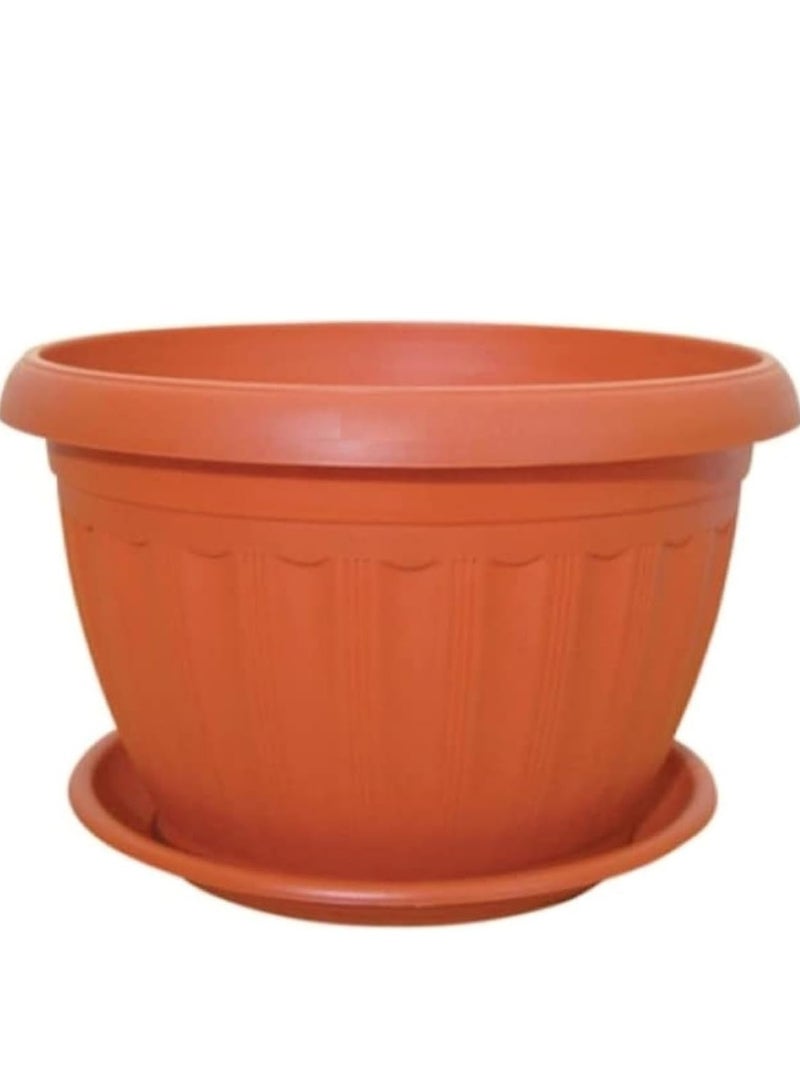 Generic Planter Plastic Round Pot, Brown , 20 cm - Image 1