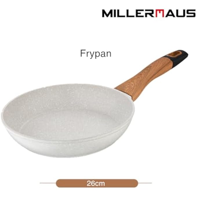 MILLERHAUS Natural Frypan 26Cm Forged Aluminium Marble Non Stick Coating Frying Pan Pfoa Free Dishwasher Safe Skillet Soft Touch Handle Cookware  Cream - Image 3
