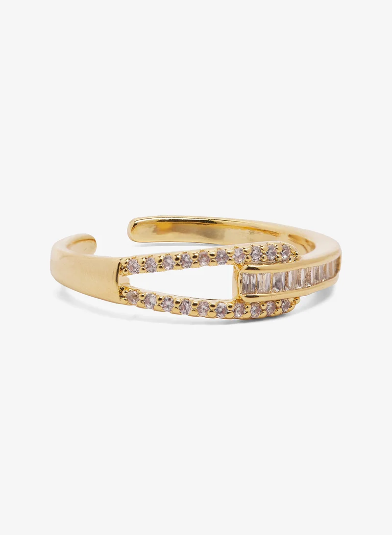 Ella Limited Edition Rhinestone Diamonte Gold Detail Ring