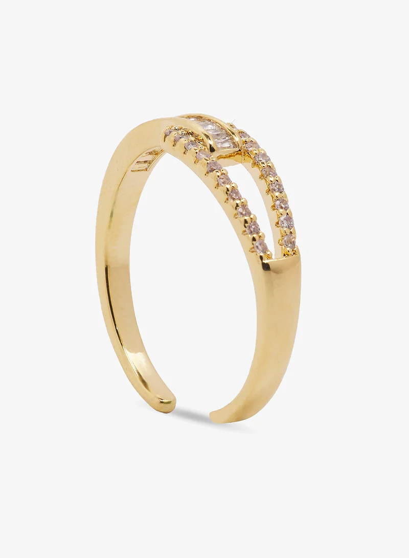 Ella Limited Edition Rhinestone Diamonte Gold Detail Ring