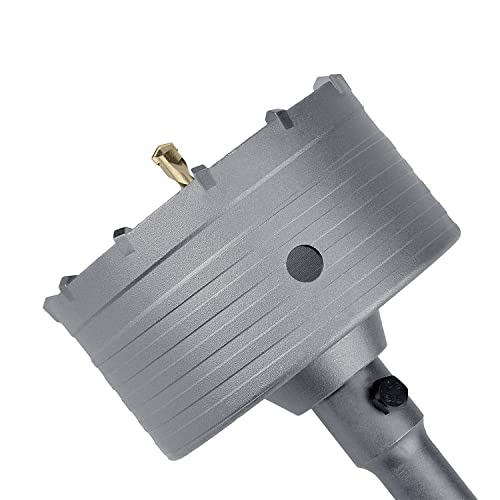 GUICGOC 95mm (3-3/4inch) Concrete Hole Saw with 220mm SDS Plus Connecting Rod, Tungsten Carbide Teeth (7.7mm x 4mm) Cement Hole Saw for Concrete Cement Brick Wall Stone (95mm (3-3/4inch) - Image 1