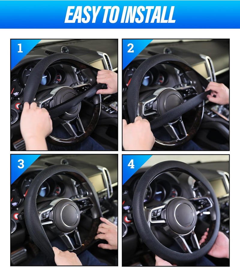 Reswish ESEWALAS Car Silicone Steering Wheel Cover,Soft Odorless Silicone Leather Texture Steering Cover,Car Interior Accessories,Universal 13-15inch Car Steering Wheel Protector (Blue) - Image 5