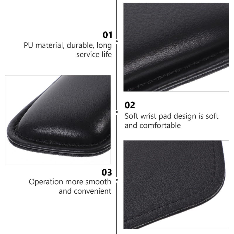 Pu Leather Writing Rest Pad Mouse Pad Non Slip Base Trapezoid Ergonomic Wrist Support For Office And Gaming Black Computer Desk Accessory - Image 4