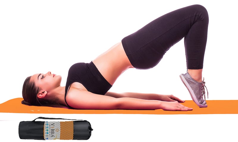VYBBA 6 MM 100% EVA Yoga Mat with Bag Cover for Gym Workout and Yoga Exercise Odour free Anti-Slip Yoga Mat for Men & Women Fitness Orange - Image 1