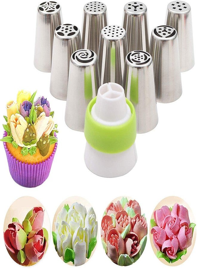 Bellveen Stainless Steel Icing Nozzles with 1 Coupler for Decorating Cupcake Pastries Desserts Tarts Pie (Set of 9) (Assorted Design) - Image 1