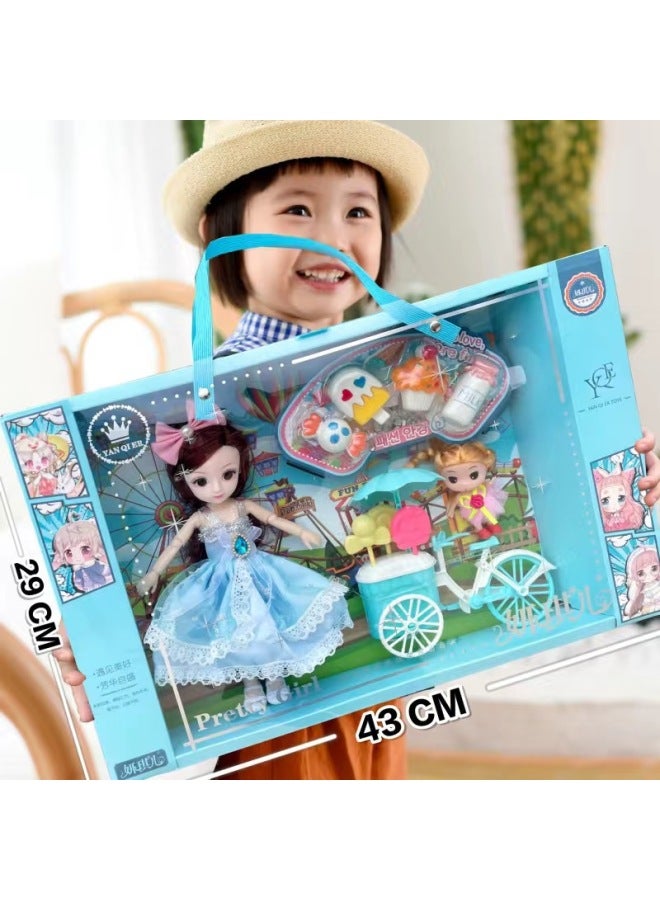 مجموعة Play House Bobby Doll Girl Faux Princess، صندوق هدايا للفتيات، هدية مؤسسية - اللون: 125-208 دمية جمال البحر العميق 【لون عشوائي】 - Image 2