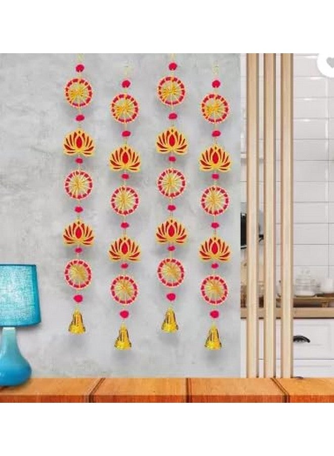 SELLPLUS Sellplus Cardboard Lotus Moti Chudi Bell Hanging for Home Decoration & All Festival Decor Elegant Lotus Wall Hanging (2)  - Image 1