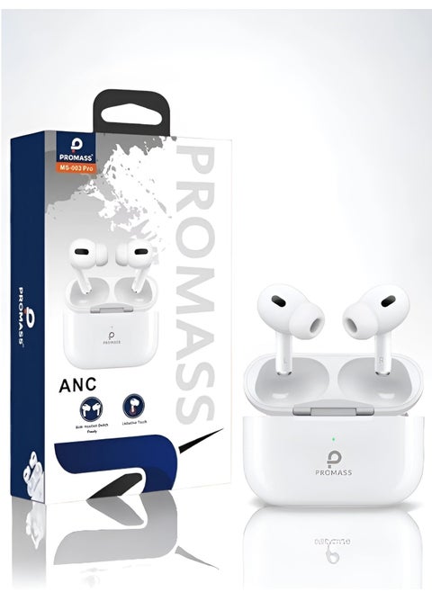 Original Pro Bluetooth headset from Promas, second version, a wireless Bluetooth headset that supports wireless charging, features clear sound and noise isolation, works on all mobile phones such