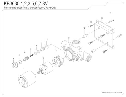 Kingston Brass KB3638V Pressure Balanced Tub and Shower Valve Brushed Nickel - Image 3