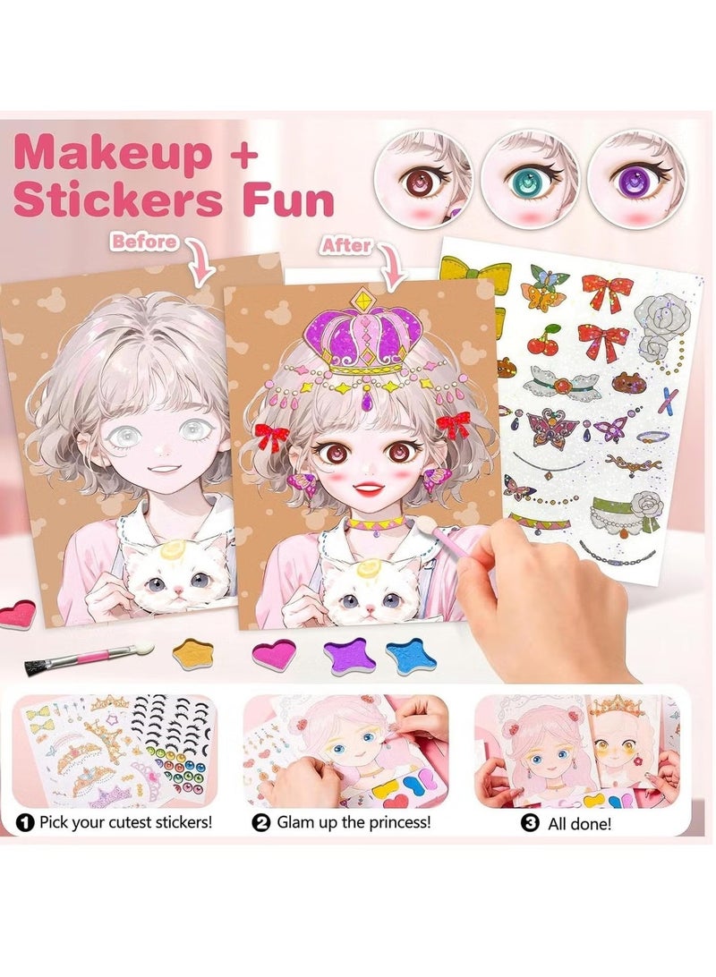 Princess Art Craft Activity for Kids, Paper Craft Kits - Paper Makeup DIY Girls Toy Kit with Diamond Painting & Princess Dress Up Set, Ideal Birthday Gift for Girls Ages 4 5 6 7 8 9+ Year Old - Image 2