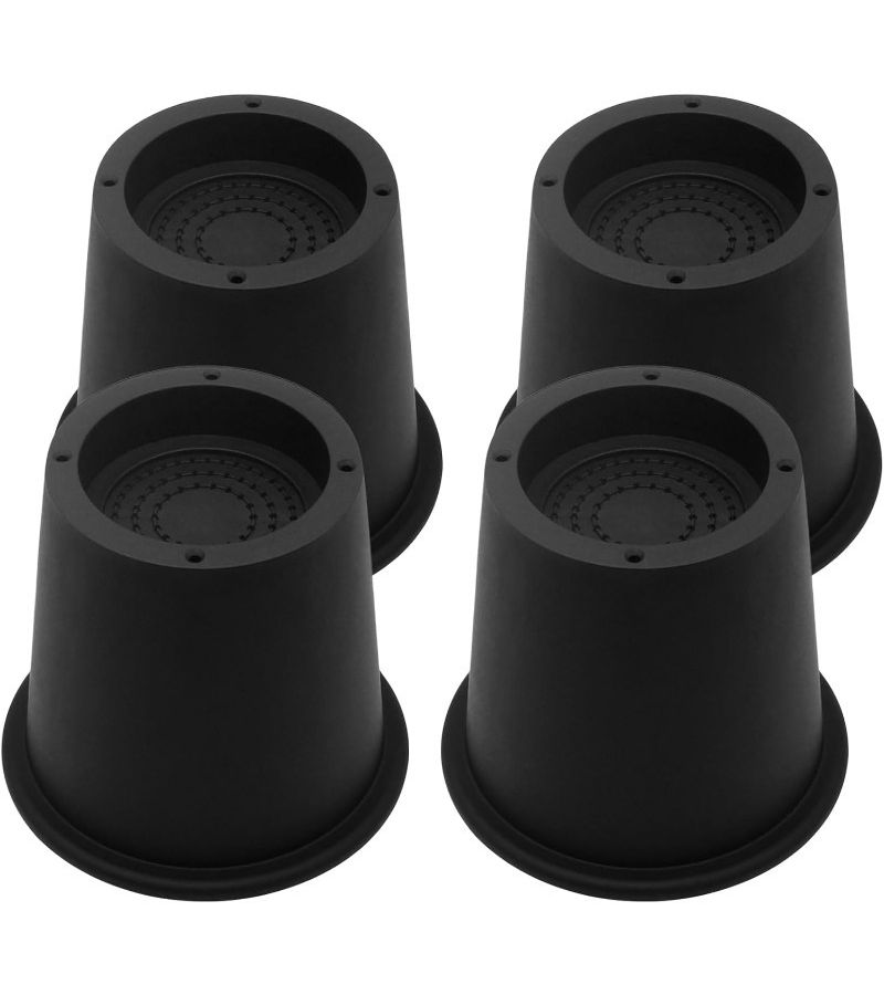 4 Inch Bed Risers Pack of 4 Heavy Duty Furniture Risers Black Trapezoidal Support for Table Sofa Desk Chair Legs Refrigerator Bed Frame Up to 3300 Lbs - Image 1
