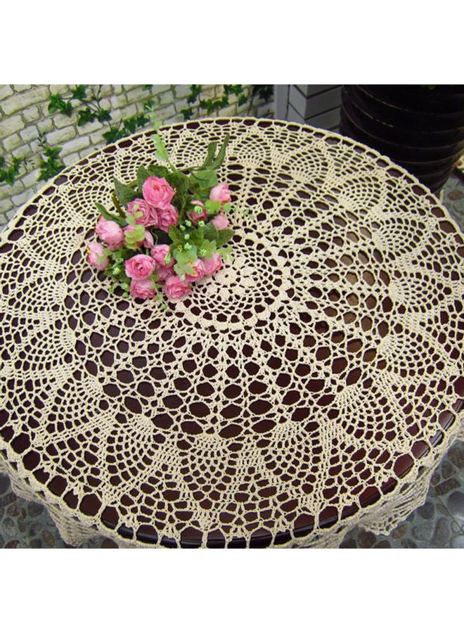 نيبمينينت مفرش طاولة دائري مصنوع من القطن والكروشيه بيج - Image 2