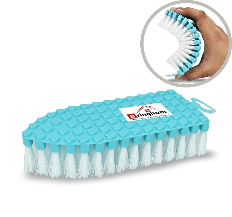 Bringhom Bringhom Flexible BrushCloth Cleaning Brush Soft Nylon Bristles for Multipurpose Cleaning in Home Bathroom Kitchen Sink Floor Tiles etc 1Pc Aqua Green  - Image 1