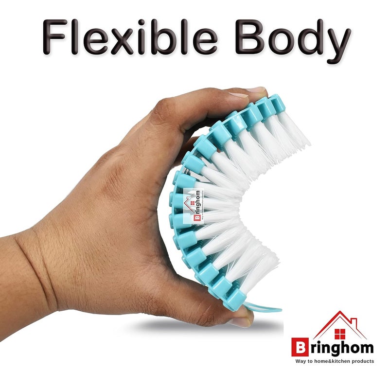 Bringhom Bringhom Flexible BrushCloth Cleaning Brush Soft Nylon Bristles for Multipurpose Cleaning in Home Bathroom Kitchen Sink Floor Tiles etc 1Pc Aqua Green  - Image 3