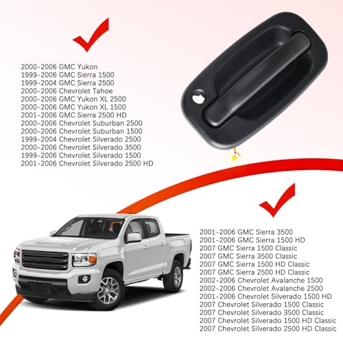 FAERSI 2PCS Exterior Outside Door Handle Front Driver & Passenger Side Replacements for 1999-2007 Chevy Silverado, 2010-2017 GMC Sierra #15034985, 15034986 - Image 5
