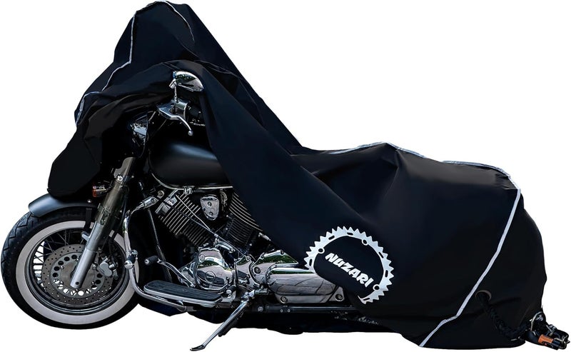 Nuzari Waterproof Polyester Outdoor Motorcycle Cover, Large - Black - Image 1