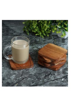 Generic Square Handmade Rain Tree Wood Natural Tree Bark Set of 6 Drink Coasters  - Image 4