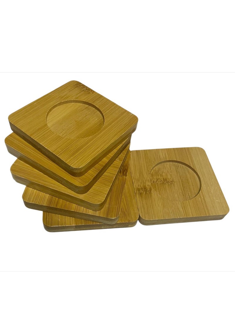 هوم زون مجموعة من 6 أكواب للشرب مصنوعة يدويًا من خشب شجرة المطر الطبيعي باللون  المربع - Image 1