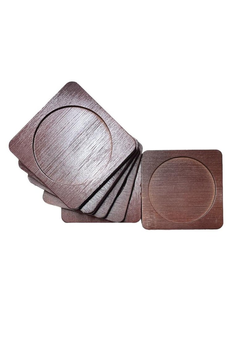 هوم زون مجموعة من 6 أكواب للشرب مصنوعة يدويًا من خشب شجرة المطر الطبيعي باللون  المربع - Image 2