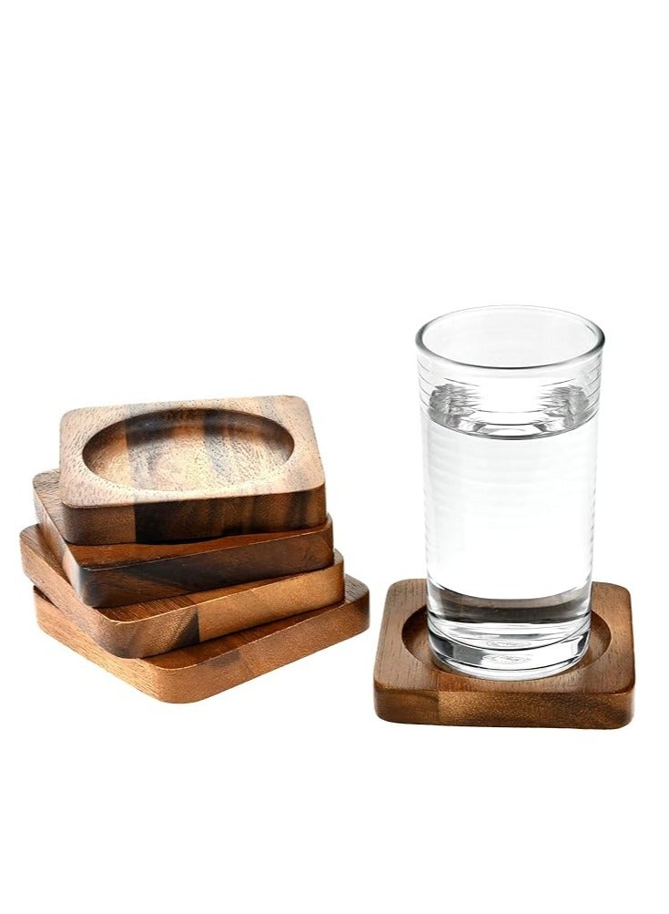 هوم زون مجموعة من 6 أكواب للشرب مصنوعة يدويًا من خشب شجرة المطر الطبيعي باللون  المربع - Image 3