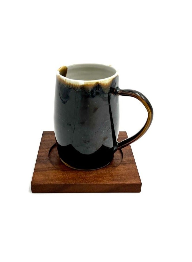 هوم زون مجموعة من 6 أكواب للشرب مصنوعة يدويًا من خشب شجرة المطر الطبيعي باللون  المربع - Image 5