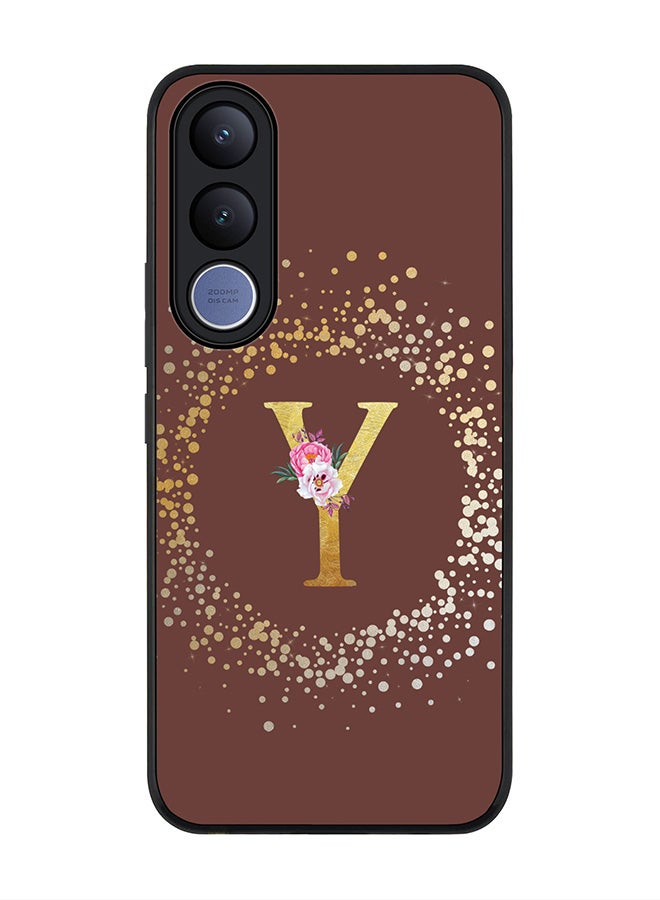 Stylizedd For vivo V70 FE Case,Slim fit Camera Protection, Shockproof Thin Phone cover  - Custom Monogram Floral - Y  (Brown ) - Image 1