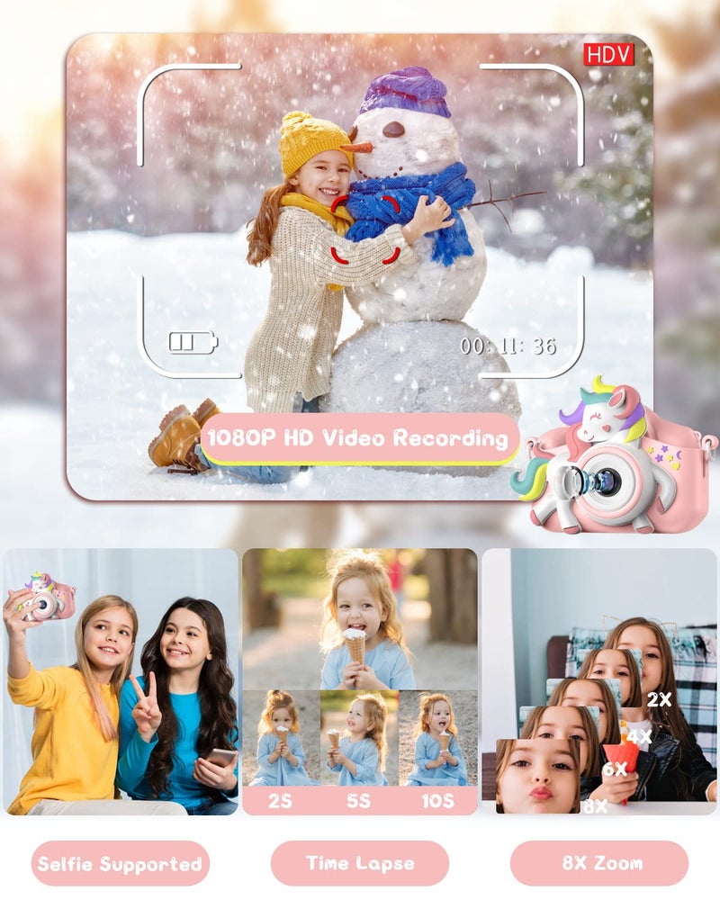 Gofunly Kids Camera for 3-8 Years Old Toddlers Childrens Boys Girls Selfie Camera 20 MP HD 1080P IPS Screen Dual Digital Toy Camera for Kids Christmas Birthday Gifts with 32Gb Card - Image 4